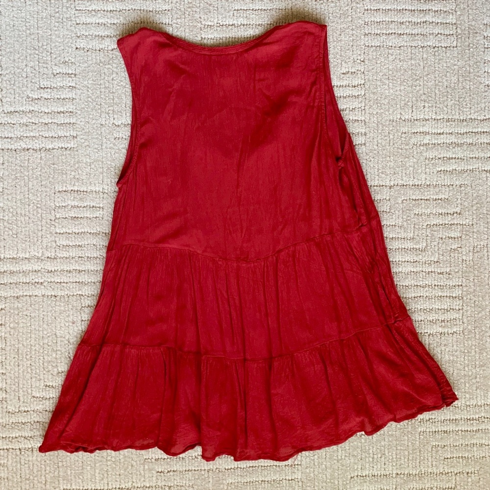 Red Boho Peasant Tie Tank - Picture 4 of 4